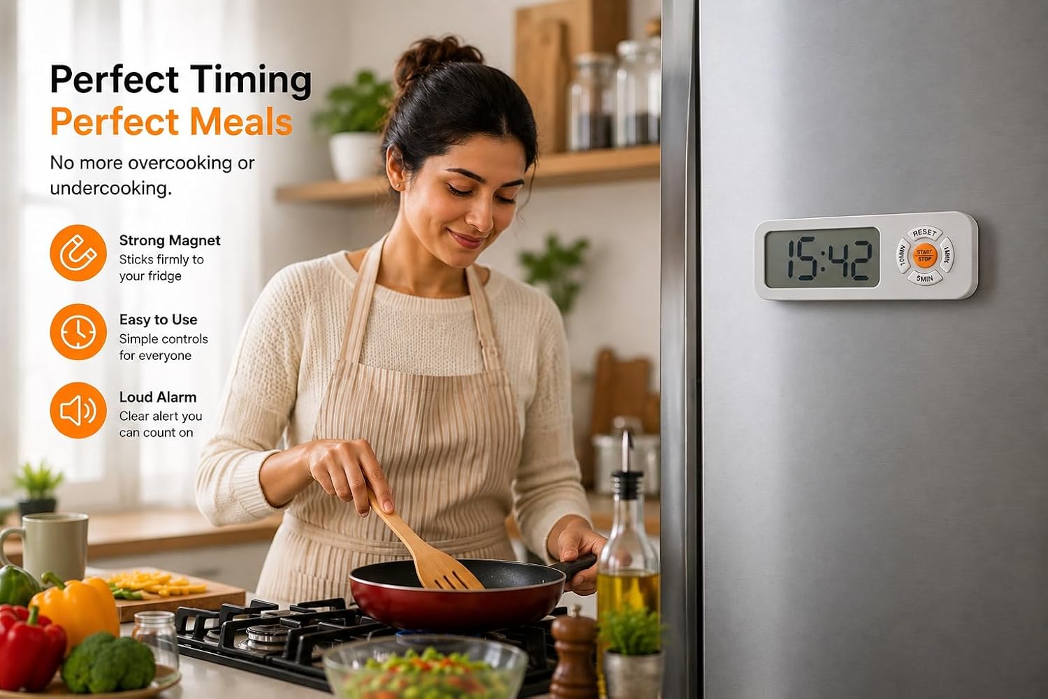 Triq Digital LCD Kitchen Timer with Magnetic Back | Grey